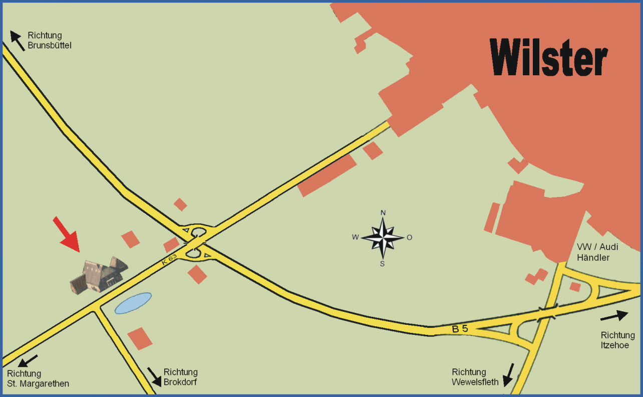 Anfahrt zu Zimmervermietung-Rehweg Nähe Wilster